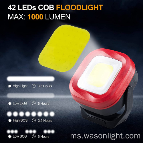 Wason 2023 20W COB 1000 Lumens Type-C Lampu Kerja Magnet Boleh Dibaya untuk Pembaikan Kereta, Perkhemahan, Kecemasan &amp; Pencahayaan Tapak Pekerjaan